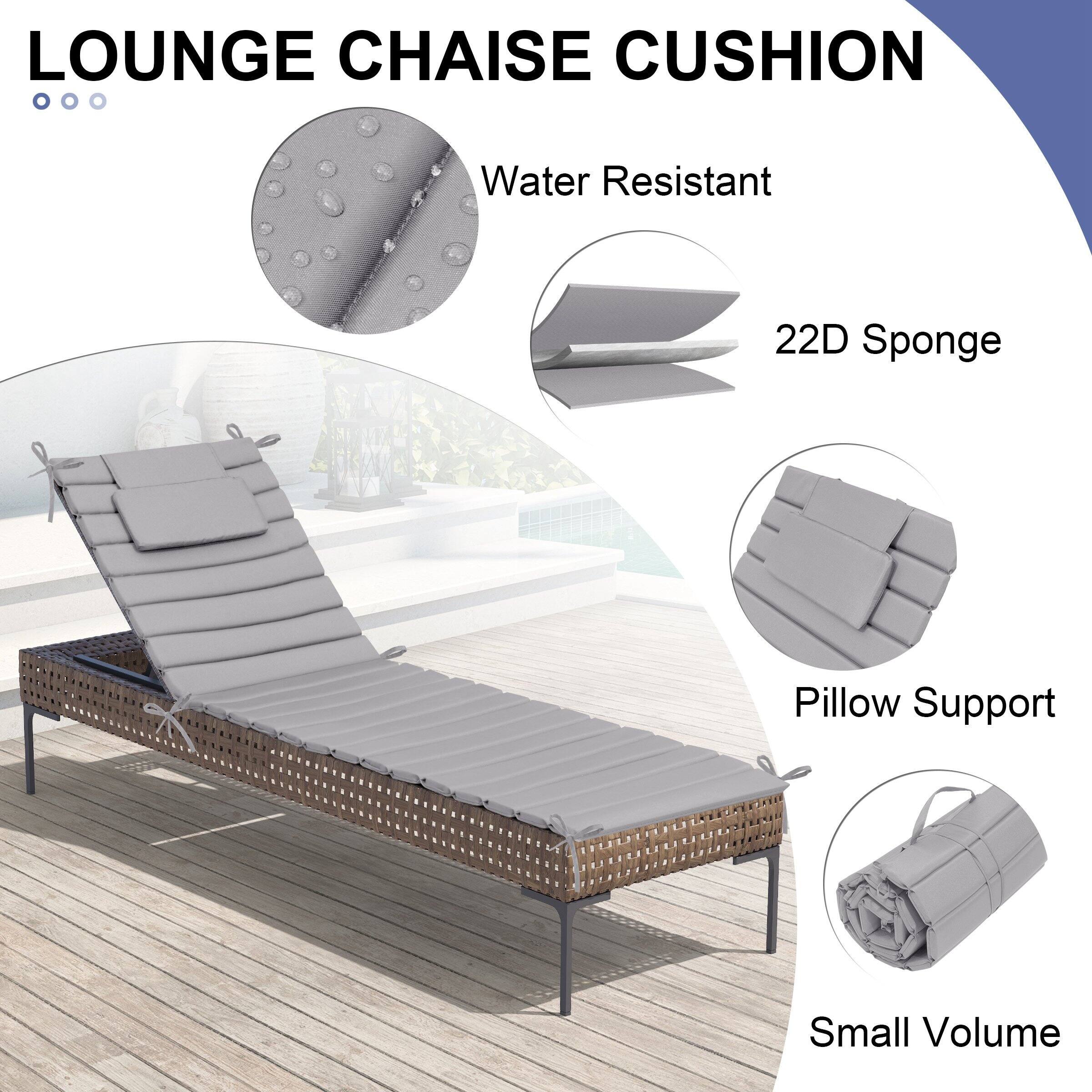 LOUNGE CHAISE CUSHION

- Water Resistant
- 22D Sponge
- Pillow Support
- Small Volume