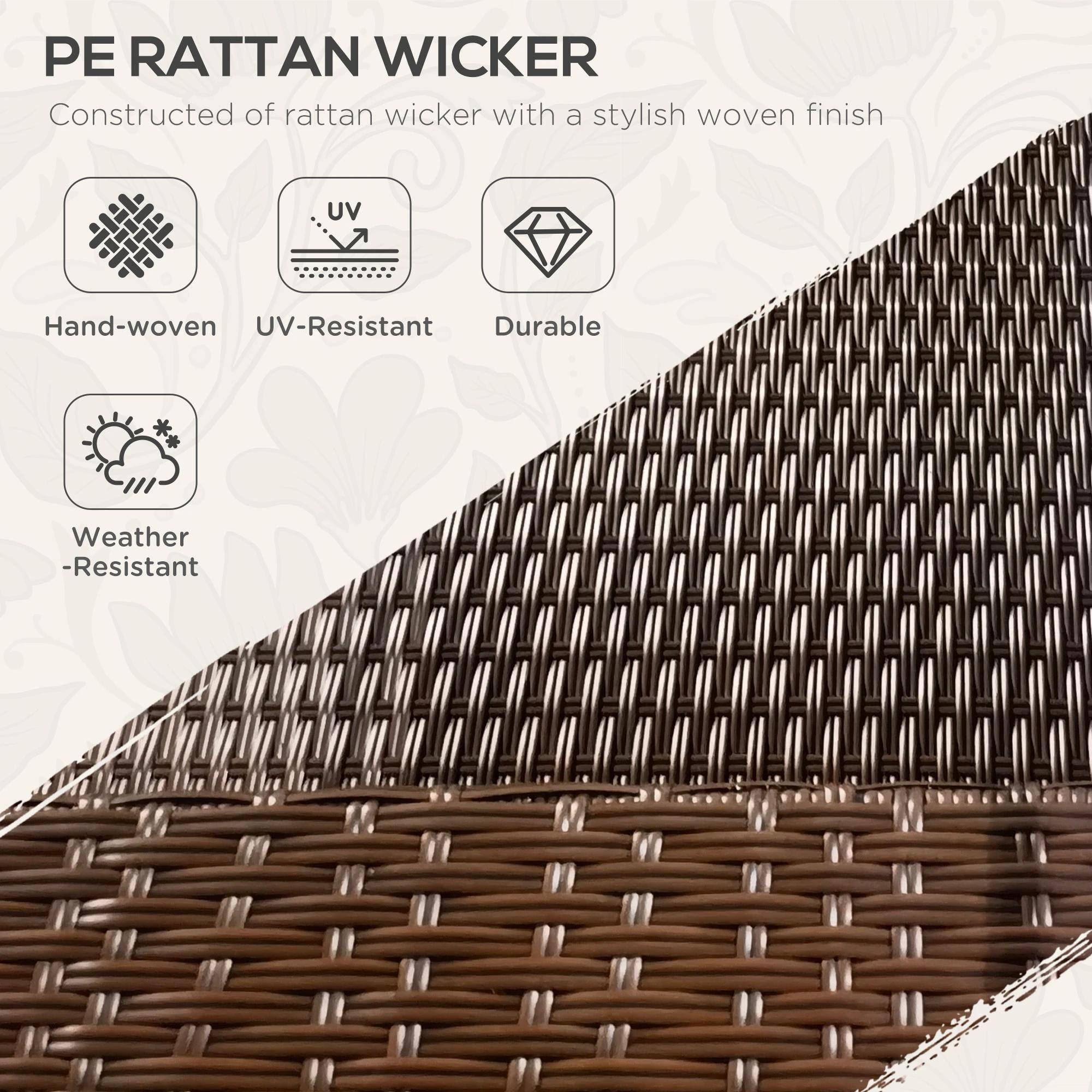 PE RATTAN WICKER
Constructed of rattan wicker with a stylish woven finish
Hand-woven
UV-Resistant
Durable
Weather-Resistant