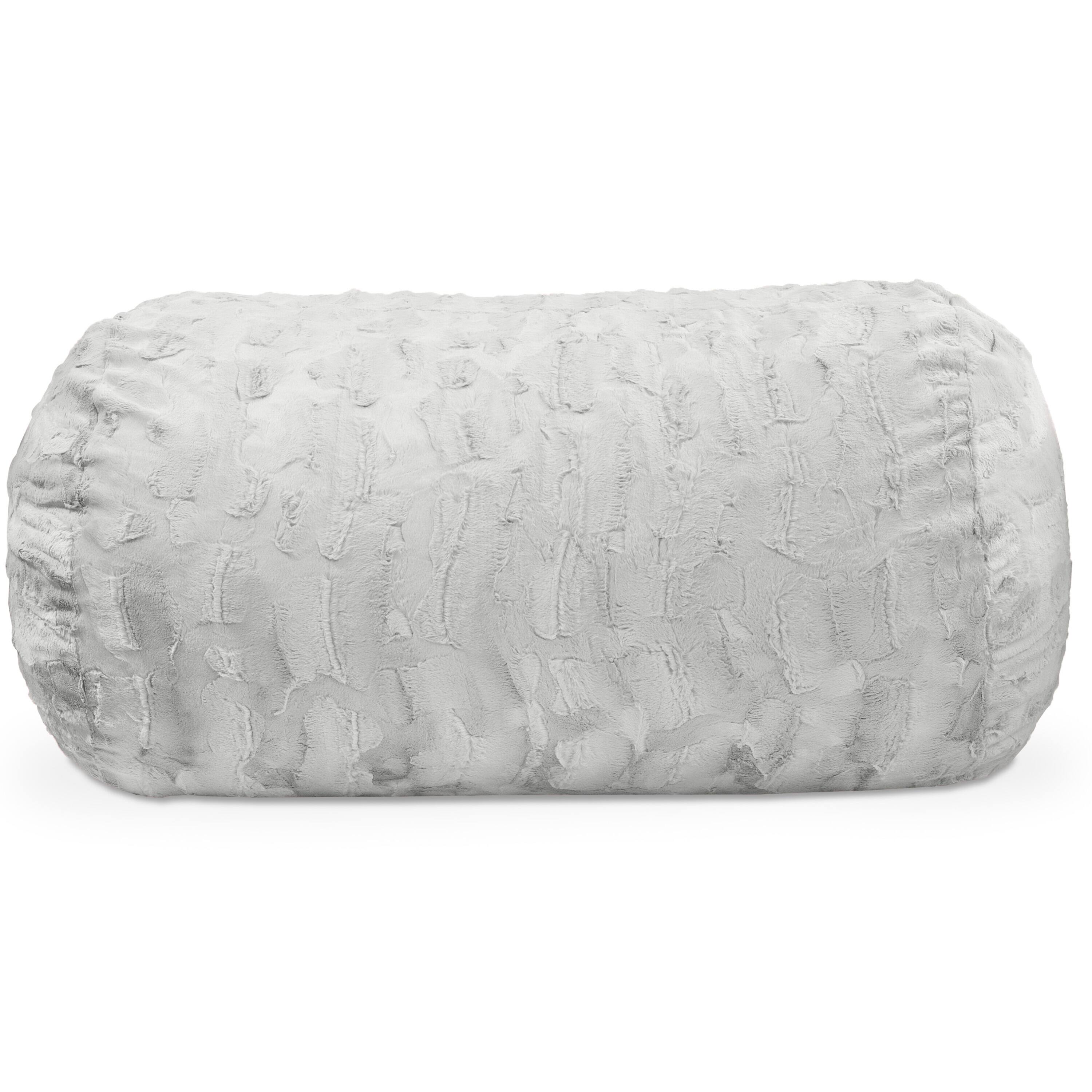 Angle. Jaxx - Jaxx Sofa Saxx Bean Bag Couch - 4 Foot - Faux Fur, Silver - Faux Fur - Silver.