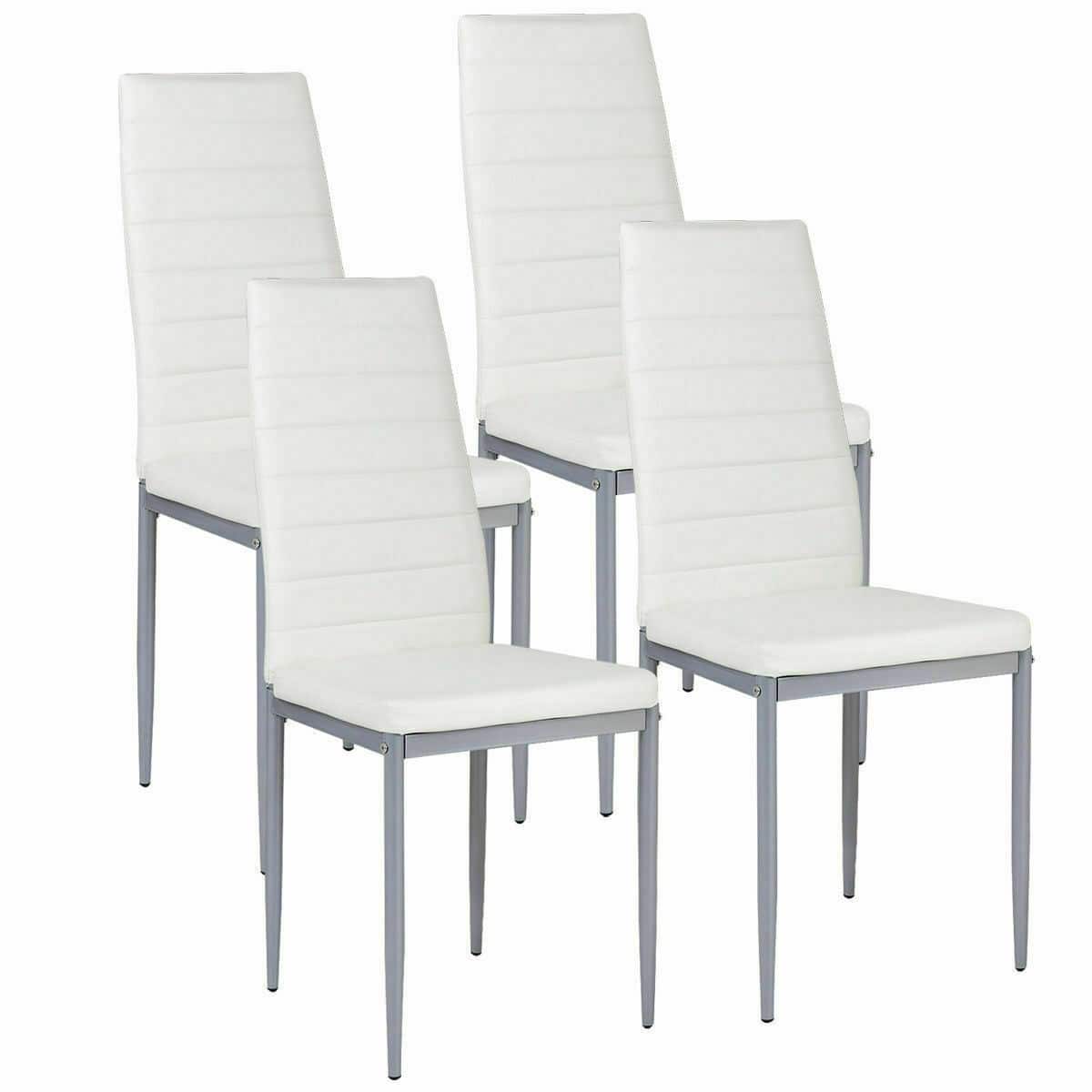 Winado - Set of 4 Dining Room Chairs Kitchen Chairs PU Leather Breakfast Furniture - White