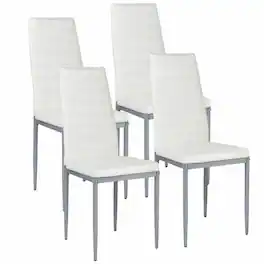 Winado - Set of 4 Dining Room Chairs Kitchen Chairs PU Leather Breakfast Furniture - White