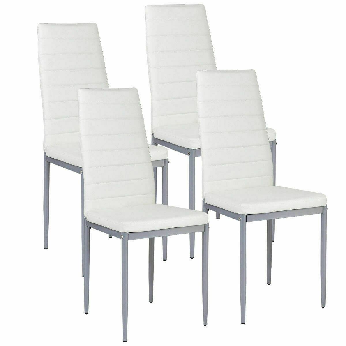 Front. Winado - Set of 4 Dining Room Chairs Kitchen Chairs PU Leather Breakfast Furniture - White.
