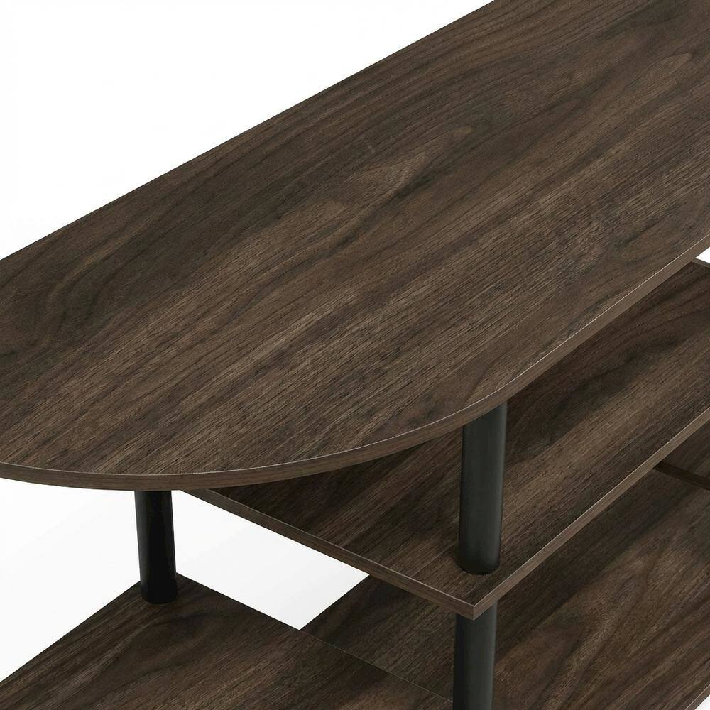 Alt View 4. FurniFact - Corner TV Stand in Columbia Walnut/Black, Modern Design, Wood-Composite Material - Brown Black.