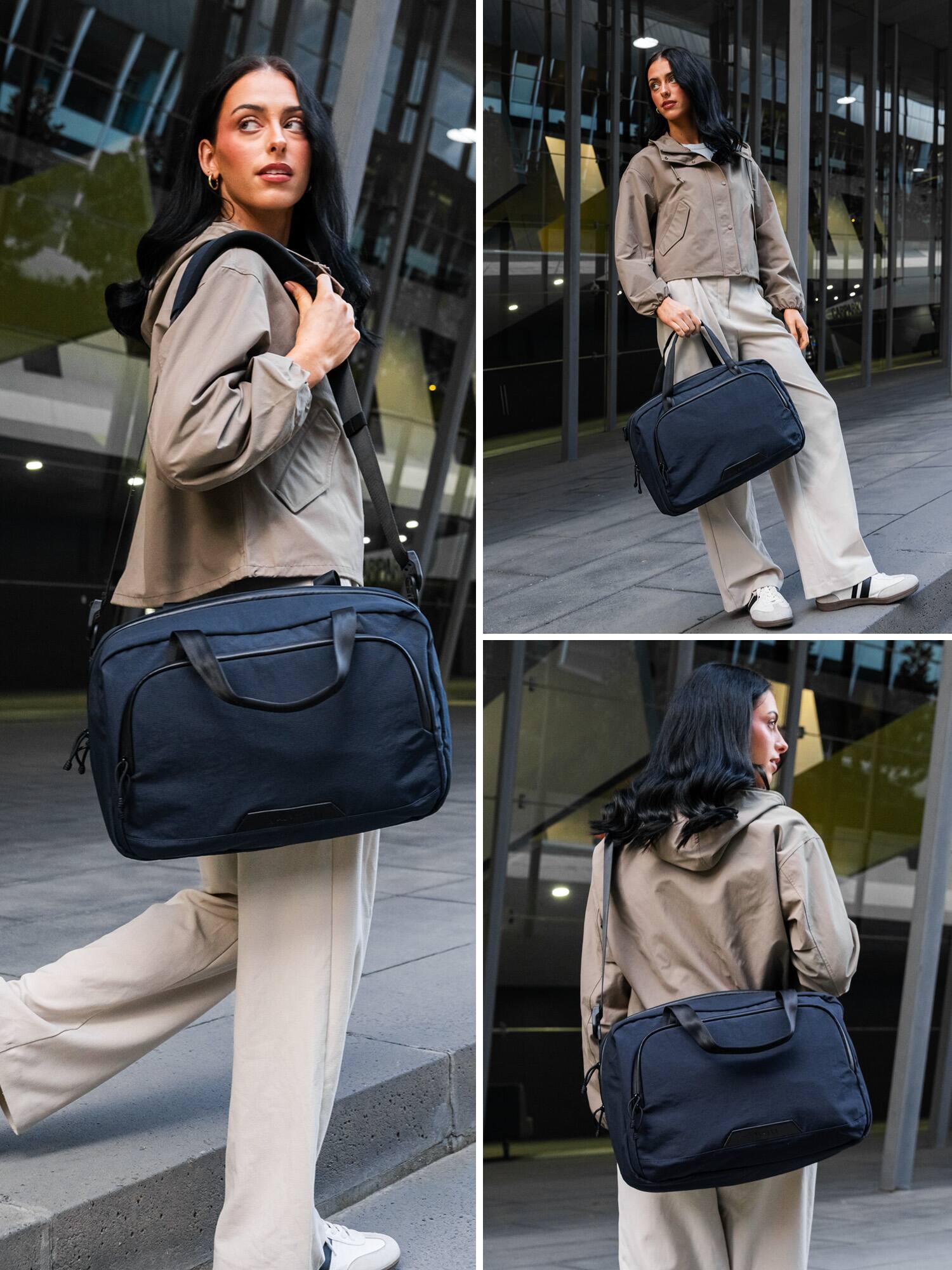Alt View 7. ALPAKA - Bravo Brief 16 Inch Laptop Briefcase,Messenger Bag for Men and Women, Business Shoulder Bag for Work Travel - Moonlight Blue Axoflux 400D Ripstop Nylon.
