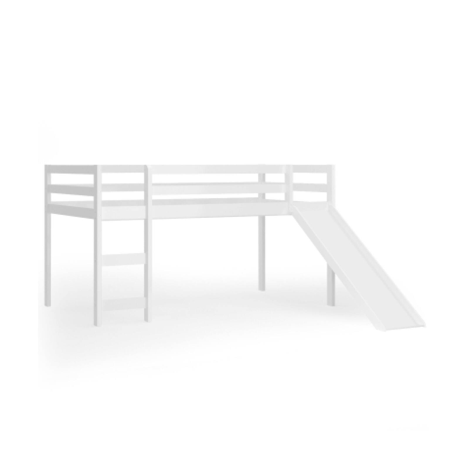 Ecooso - Twin Low Loft Bed Frame with Slide and Solid Wood Structure for Fun Space - White