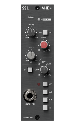 Solid State Logic - VHD+ Microphone Preamplifier Module for 500-Series Chassis with Phantom Power and Variable Harmonic Drive