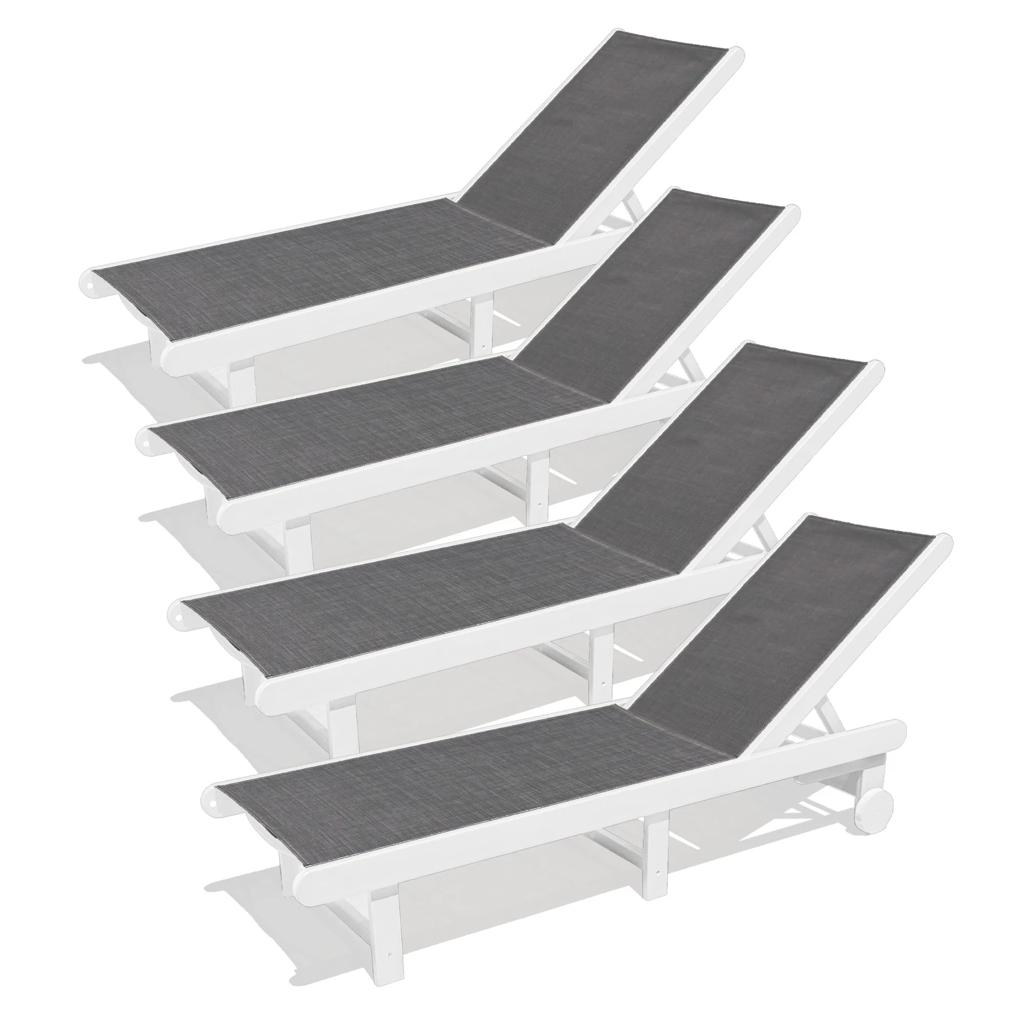 Angle. LuXeo - Venice HDPE Chaise Lounge (Set of 4) - White.