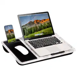 LapGear - Home Office Lap Desk for Left-Handed (Fits up to 15" Laptop) - White Marble