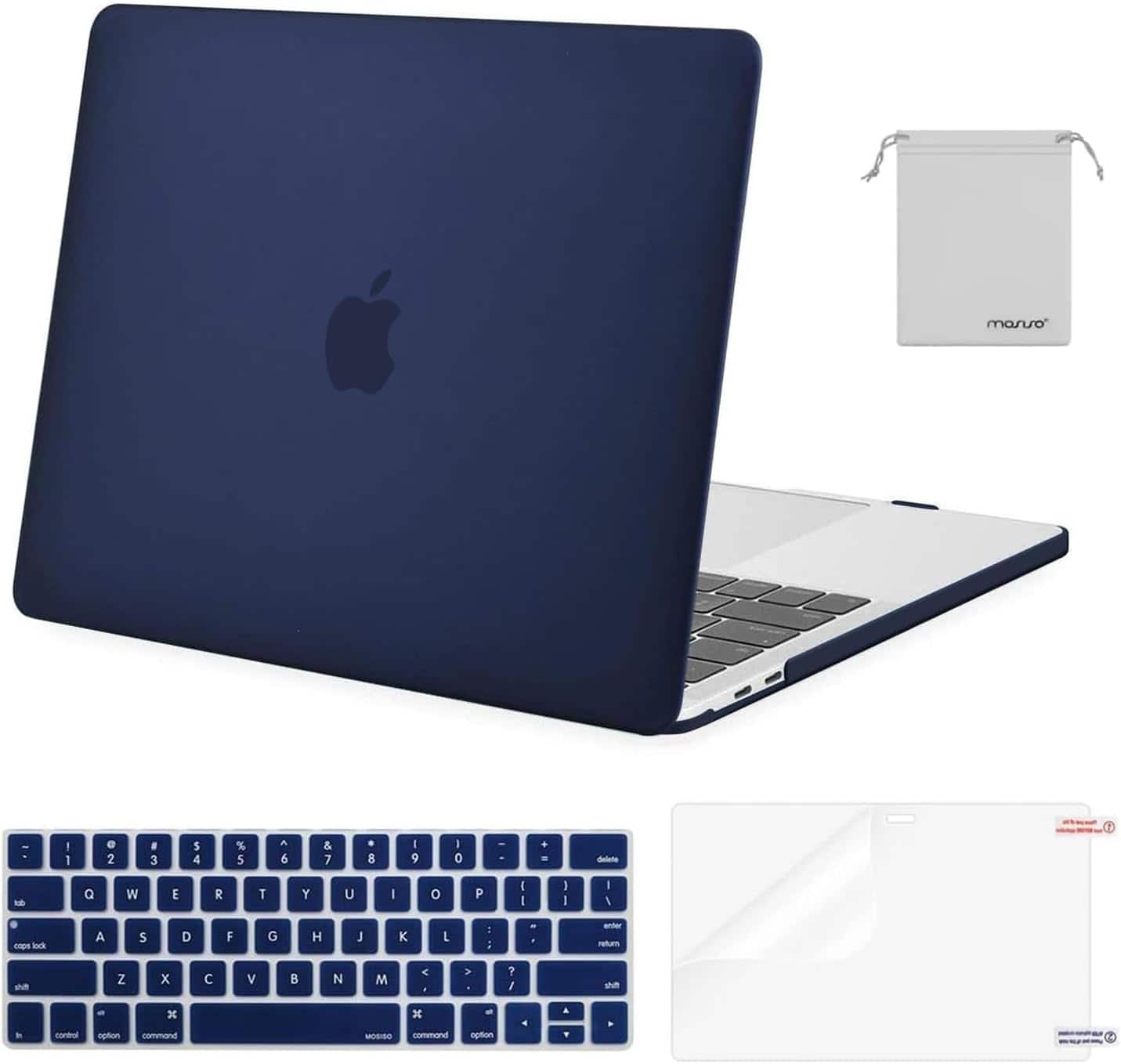 mosiso - MacBook Pro 13" hard shell case with keyboard skins, screen protector and storage bag - Navy Blue