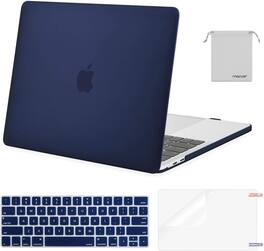 mosiso - MacBook Pro 13" hard shell case with keyboard skins, screen protector and storage bag - Navy Blue