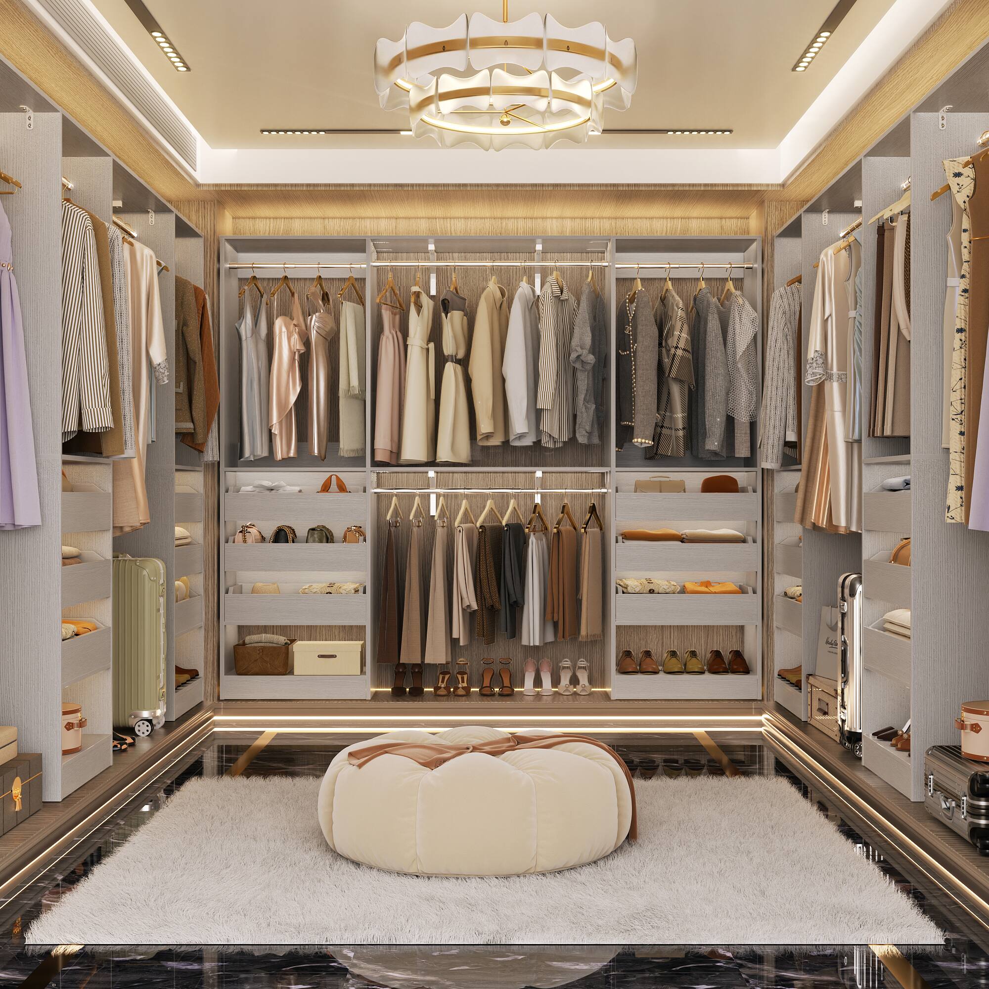 Alt View 3. Aheaplus - 10FT Large Closet Organizer System Set of 2, Wall Mounted Closet System with 6 Drawers, 4 Hanging Rods, and Shelves - Gray.