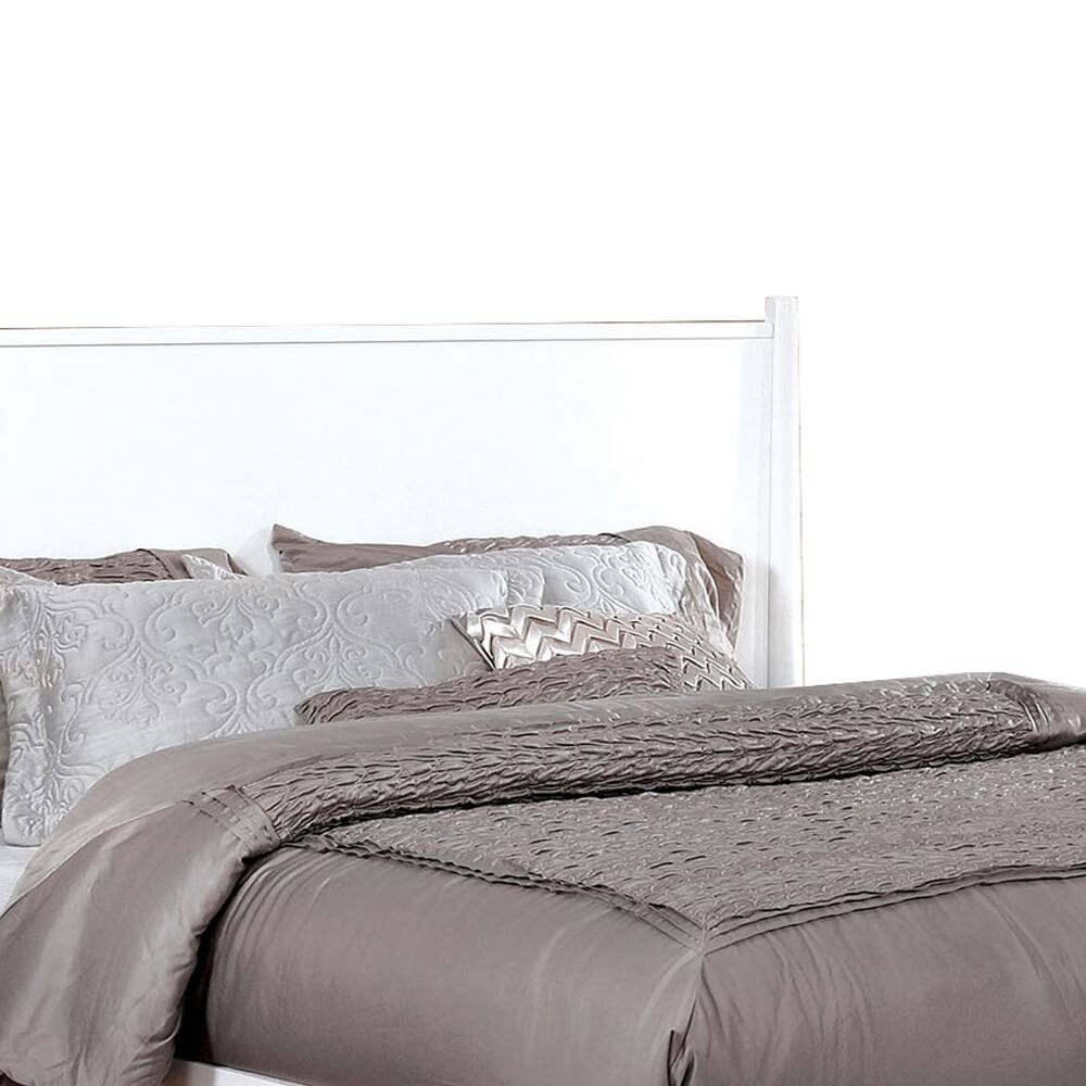 Alt View 1. Manhattan Lane - Transitional Wooden Full Bed with Round Tapered Legs and Headboard, White - White.