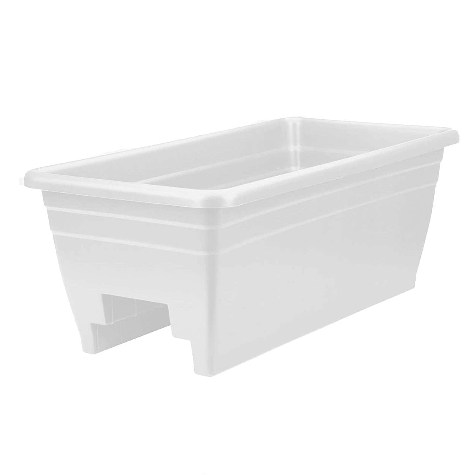 General Store - HC Companies Heavy Duty 24 Inch Deck Rail Box Planter with Drainage Holes - White
