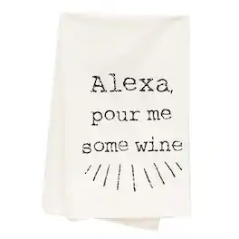 BreeBe - *Alexa Pour Me Some Wine Dish Towel - White