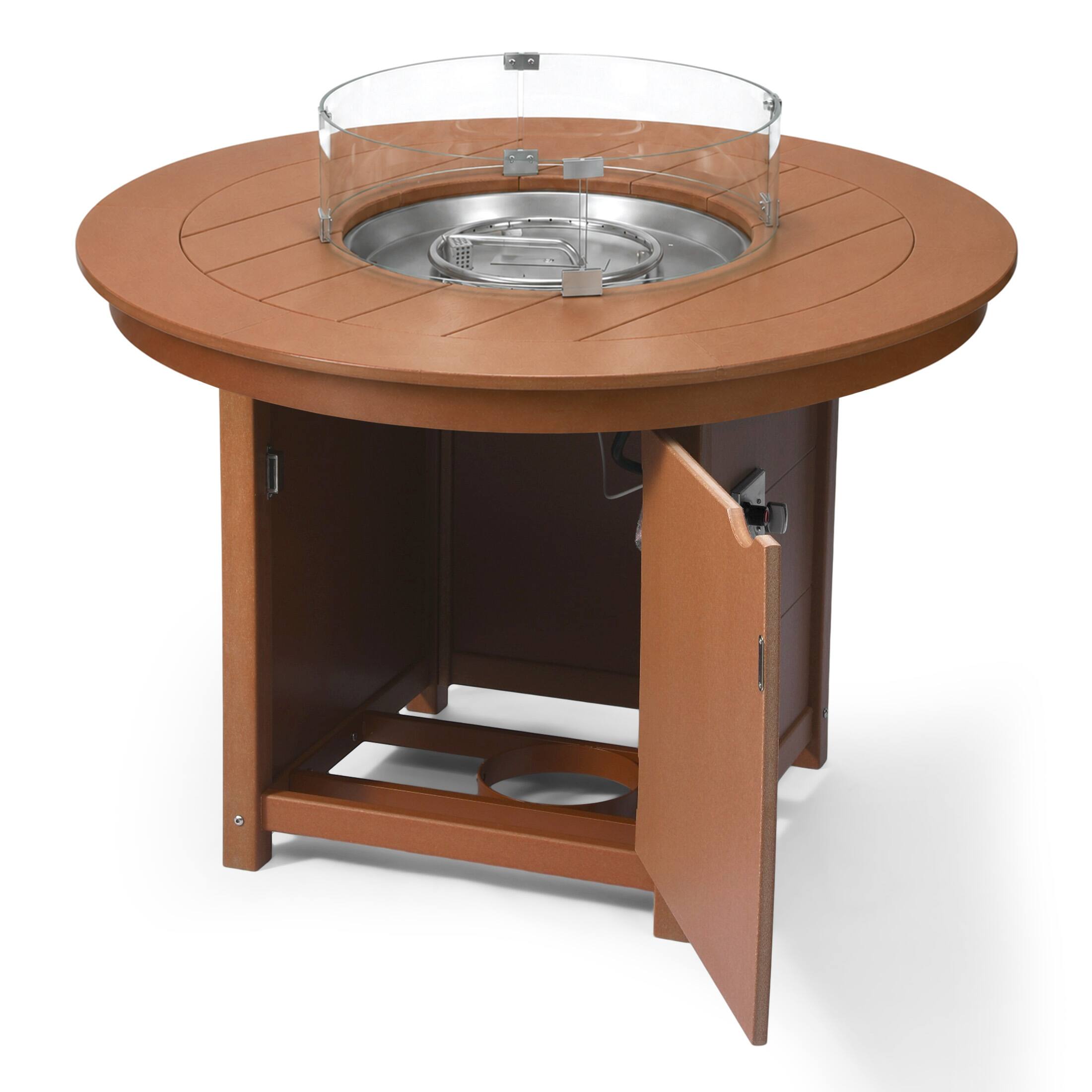 Left. WestinTrends - WestinTrends Helios 47" Modern Outdoor Patio Propane Gas Round Fire Pit Table - Teak.
