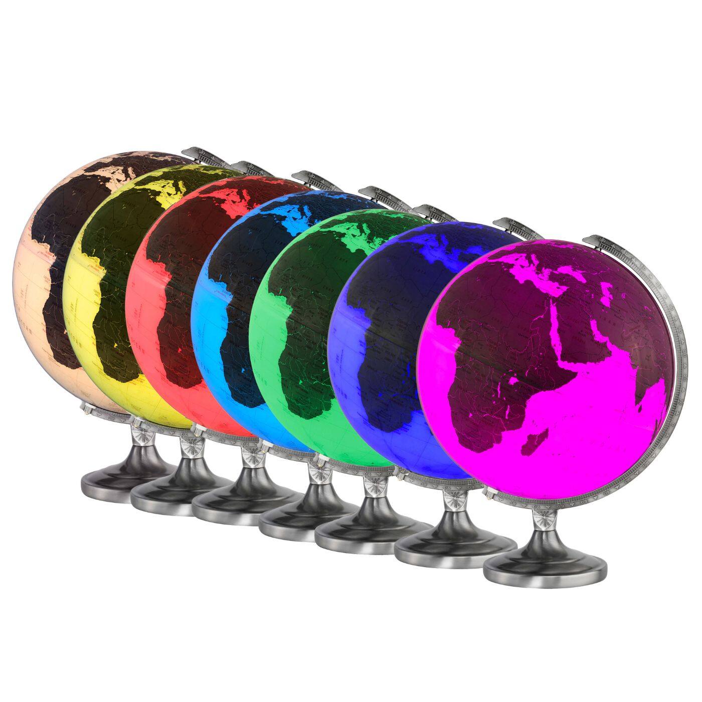 Angle. Replogle - 12" Kristian Color Changing Globe, Durable Metal Stand, HD Map, LED Light, Educational with Remote App - White Ocean Political Globe.