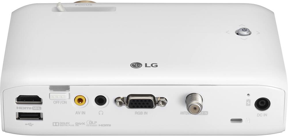 Back View: LG - CineBeam PH550 720p DLP Portable Projector - White