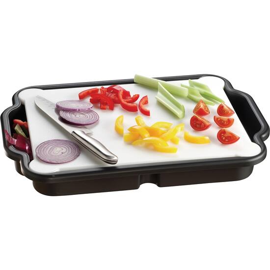 Prodyne Cutting Board Utility Tray Combo Multi Bb 16 Best Prodyne Cutting Board Utility Tray Combo White Brown Angle Zoom