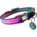 Front Zoom. Squeaker - Poochlight Light Up Flashing Collar (Large) - Double Rainbow.