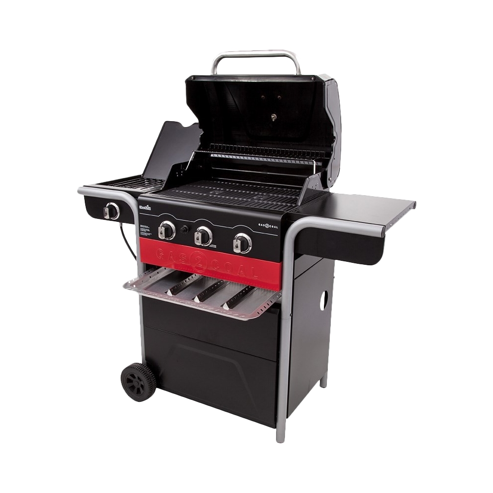 Left View: Char-Broil - Gas2Coal Hybrid Grill - Black/Red