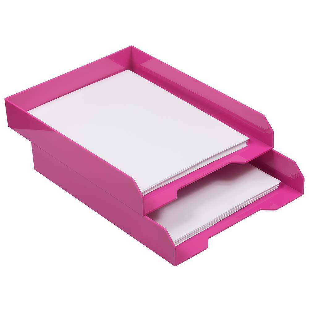 Alt View 4. Dapper Styles - Stackable Trays - Desktop Document Letter  File Organizer Tray Sold Individually - Pink-12.5" x 9.8" x 2".