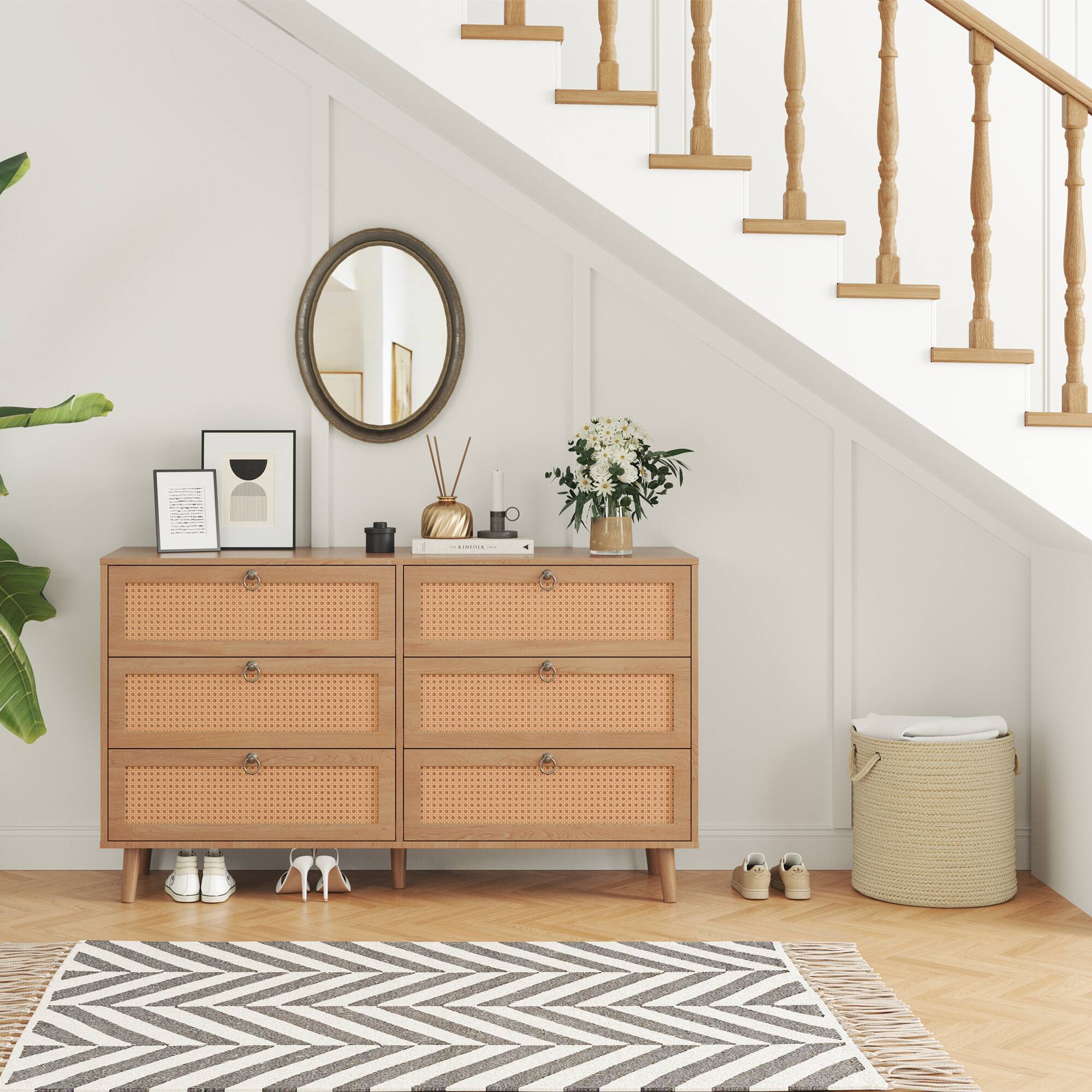 Alt View 10. Forest'nSky - Vintage Wood 6 drawer 51.2 in. Wide Chest of Drawers with Sturdy Frame for Living Room - Vintage.