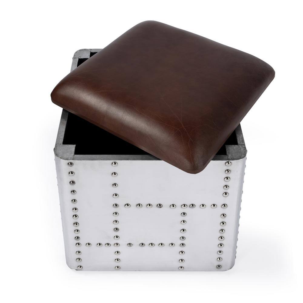 Back. Butler Specialty - Midway Aviator Leather Ottoman - Medium Brown.