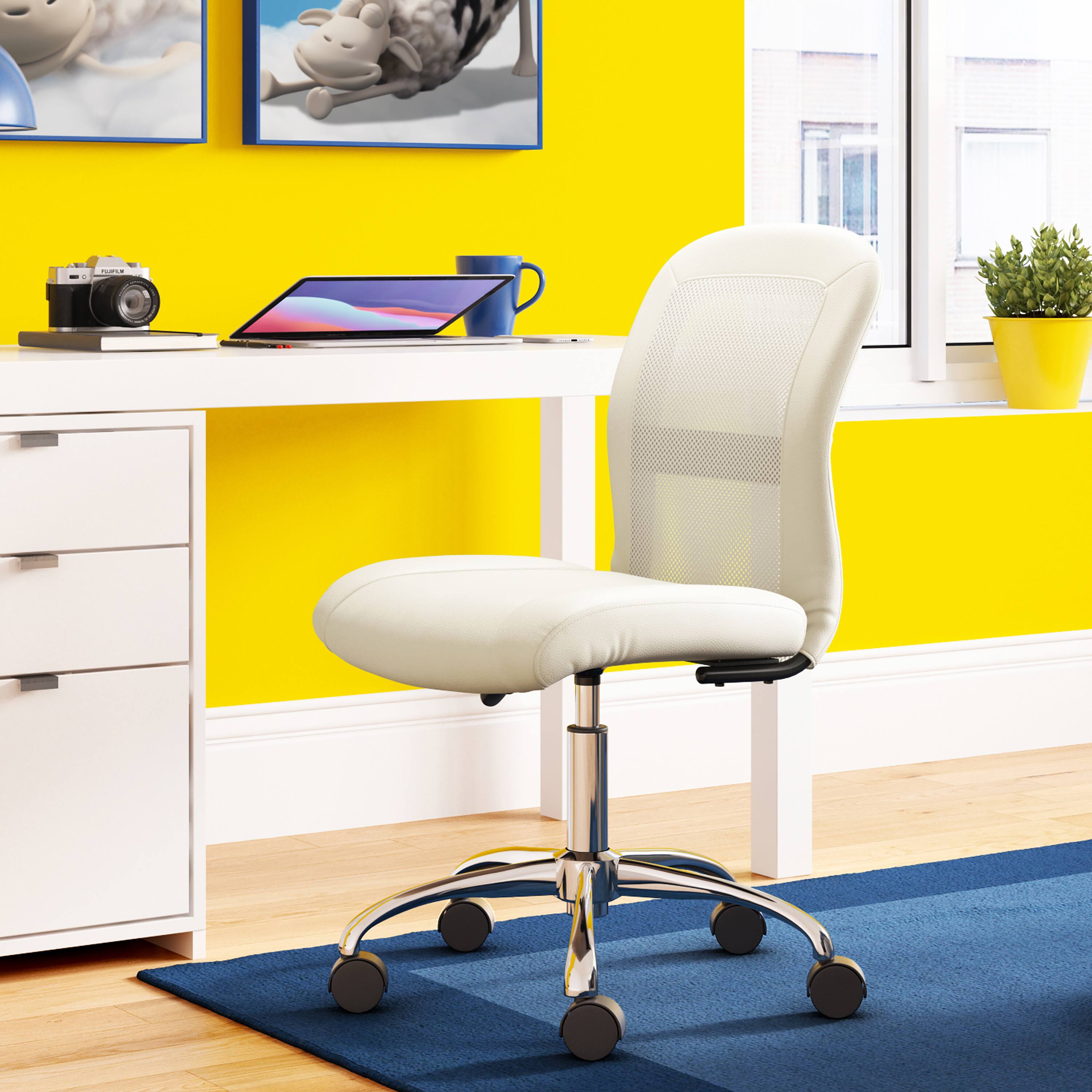 Alt View 14. Serta - Essential Armless Task Chair with Breathable Back Plush Foam Cushion Adjustable Height Swivel Mesh and Leather - Cream.