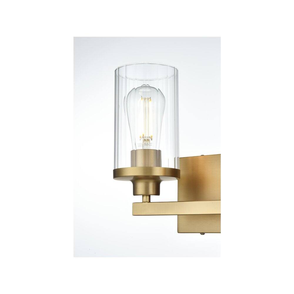 Alt View 3. Living District - Thane 11.5 inch Wall Sconce in Satin Gold - Satin Gold And Clear.