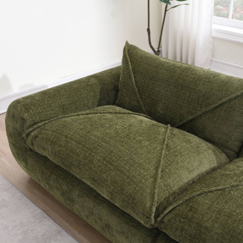 Alt View 2. LUCKY ONE - 116" Fully Compressed Legless Sofa No Assembly High Density Foam Free Combination - Green.