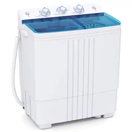 Front. Costway - Costway Compact Mini Portable Twin Tub Washing Machine 20 Lbs Washer Spinner - Blue,White.