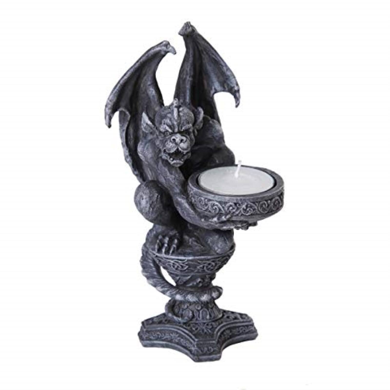 Front. Pacific Trading - Silas The Gargoyle Candle Holder Tabletop Decor Statue 6 Inch.