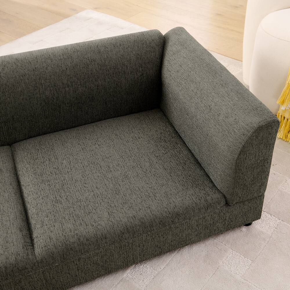 Back. JUJABU - Dark Gray Comfortable Oversized Pet Sofa for Medium/Large Dogs with Backrest, Armrests & Soft Cushion - Dark Gray.