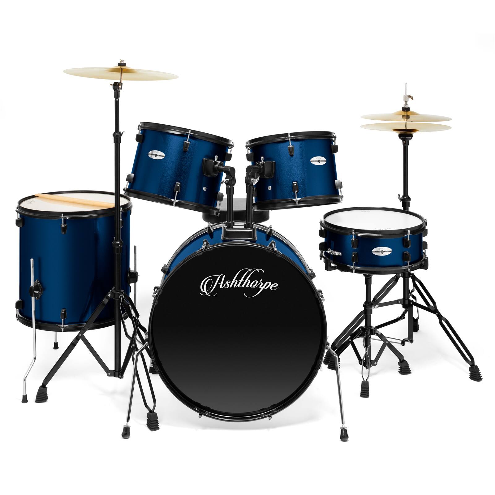 Alt View 1. Ashthorpe - Adult Drum Set with Remo Heads (Set of 5) - Blue.