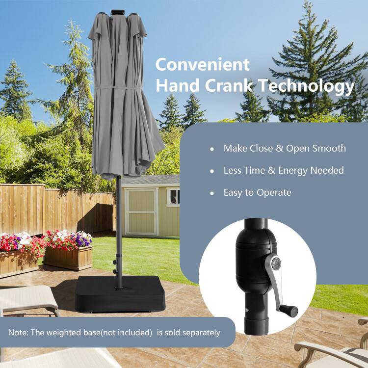 Convenient Hand Crank Technology

- Make Close & Open Smooth
- Less Time & Energy Needed
- Easy to Operate

Note: The weighted base (not included) is sold separately