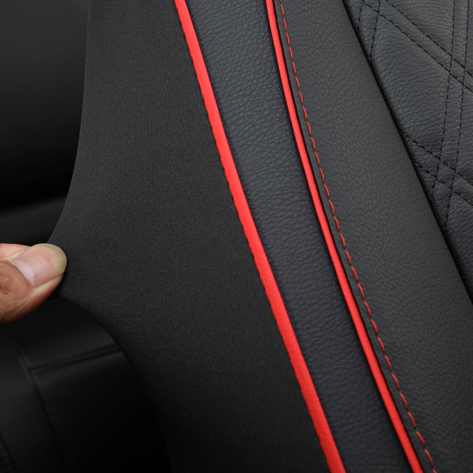 Alt View 5. VEGA AUTOMOTIVE - Car Seat Protector Large Auto For Seats With Thickest Padding And Non slip Backing Mesh Pockets Suv Sedan - Black&Red Front.