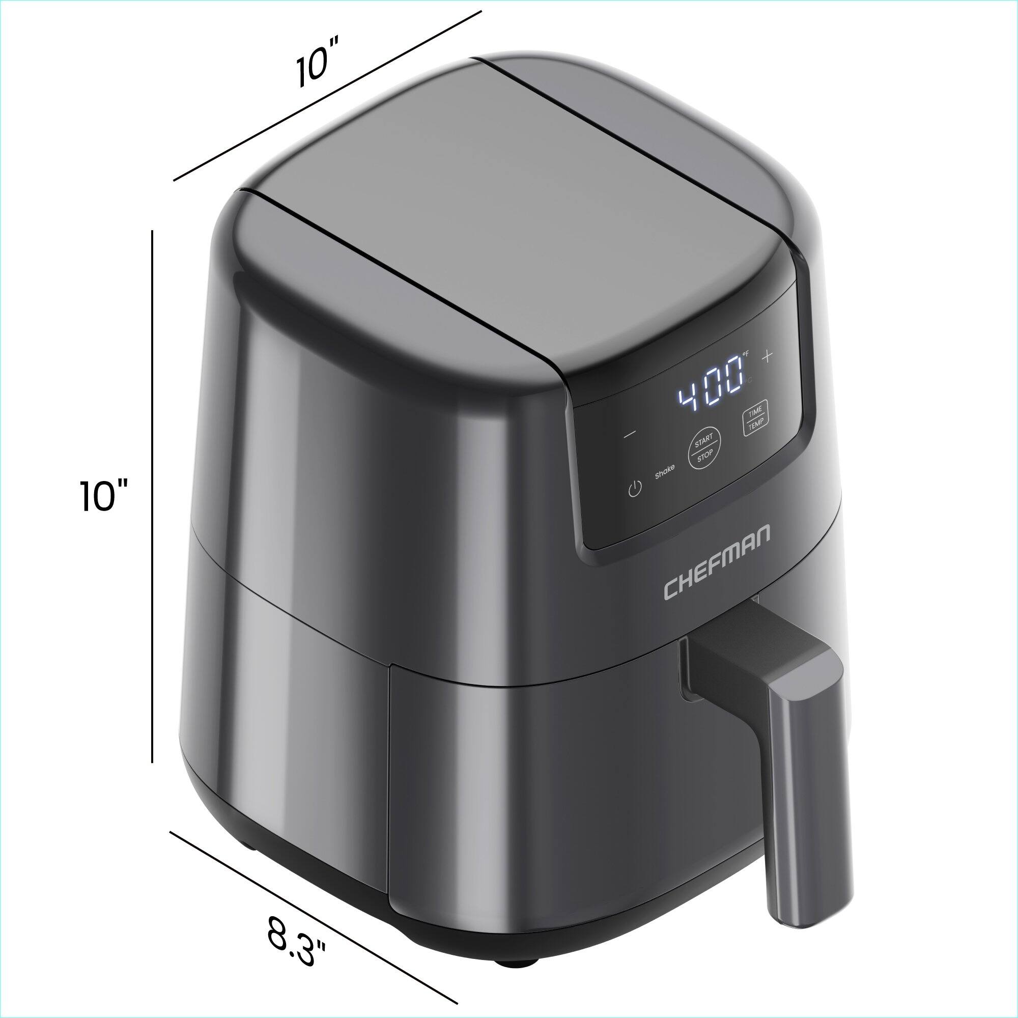 10" x 10" x 8.3"  
400°F  
CHEFMAN  
START/TOGGLE  
SHAKE