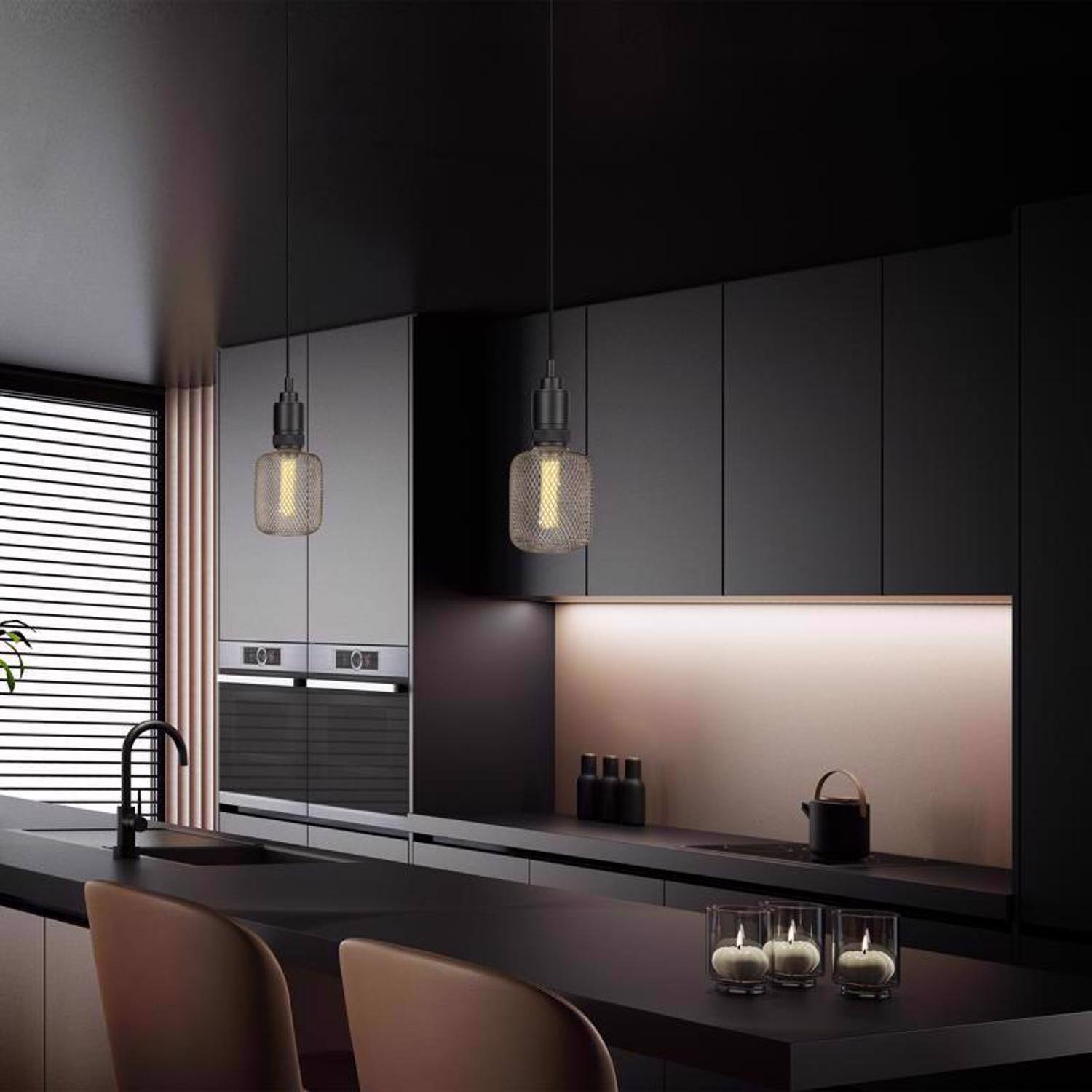 Left. FEIT ELECTRIC - Feit Decorative E26 (Medium) Filament LED Bulb Soft White 60 Watt Equivalence 1 pk.