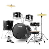 VEVOR - Adult Drum Set, 5-Piece, 22 inches Complete Full Size Drum Kit with Bass Toms Snare Floor Drum Adjustable Throne Stands - Black