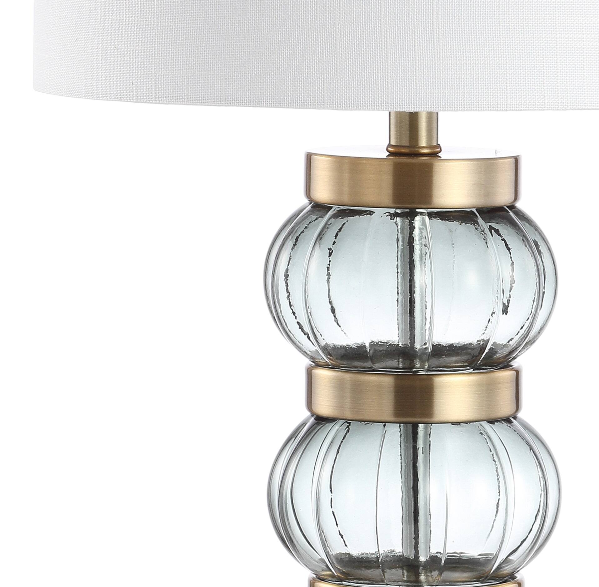 Alt View 3. Jonathan Y - Linna 27.5" Glass/Metal Table Lamp, Smoked Gray/Brass Gold - Smoked Gray/Brass Gold.