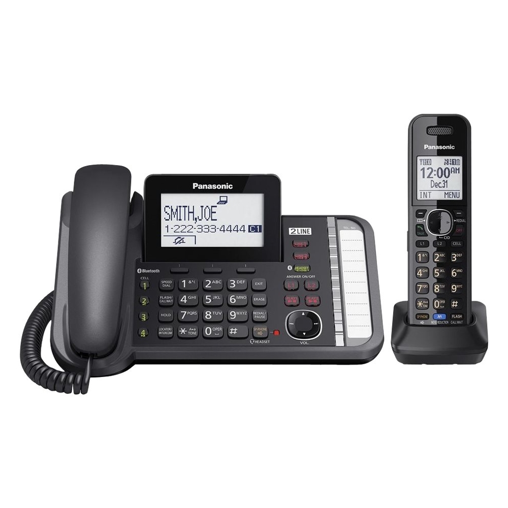 Angle View: Panasonic - KX-TG9581B DECT 6.0 Expandable Cordless Phone System with Digital Answering System - Black
