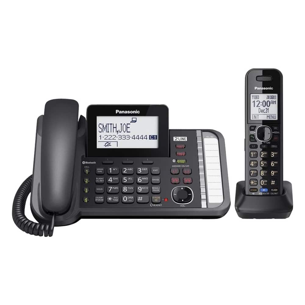 Angle. Panasonic - KX-TG9581B DECT 6.0 Expandable Cordless Phone System with Digital Answering System - Black.