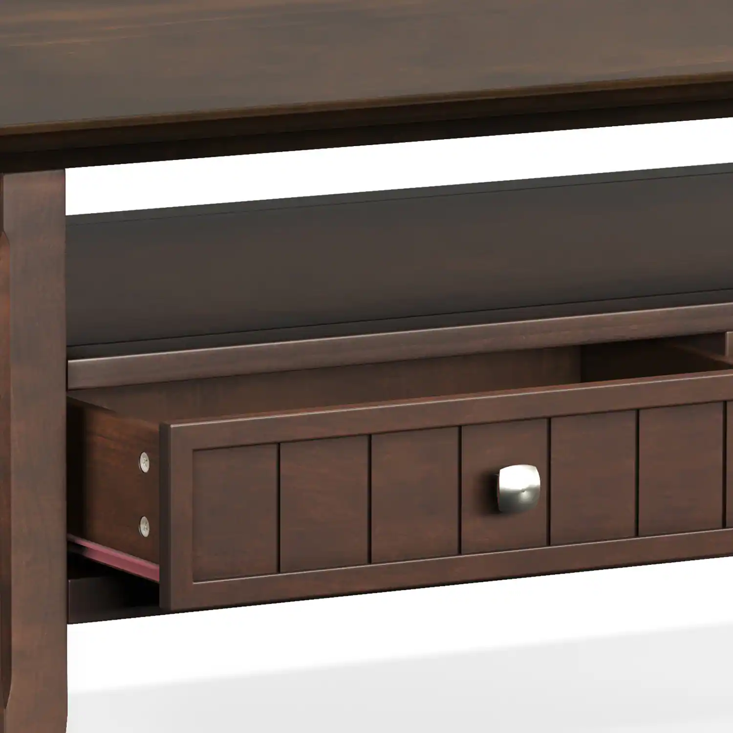 Alt View 8. Simpli Home - Acadian 48 inch Wide Solid Wood Coffee Table with Drawer in Brunette Brown - Brunette Brown.