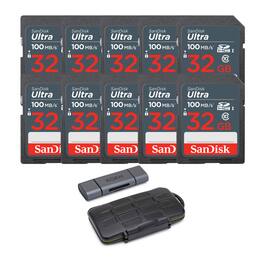 SanDisk - 32GB Ultra SDHC UHS-I Memory Cards (10-Pack) with Accessory Bundle