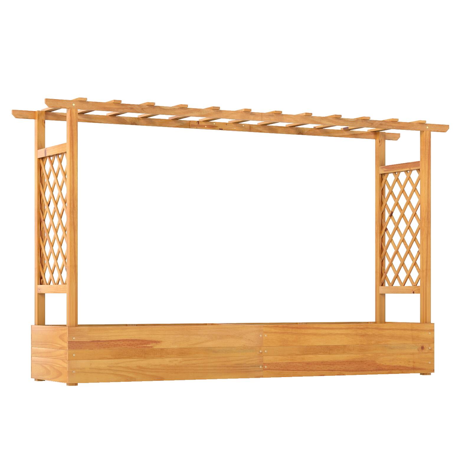 Alt View 9. Costway - Costway 1 PCS 45" Raised Garden Bed with Trellis with Hanging Roof, 2 Side Trellises for Flower - Natural.