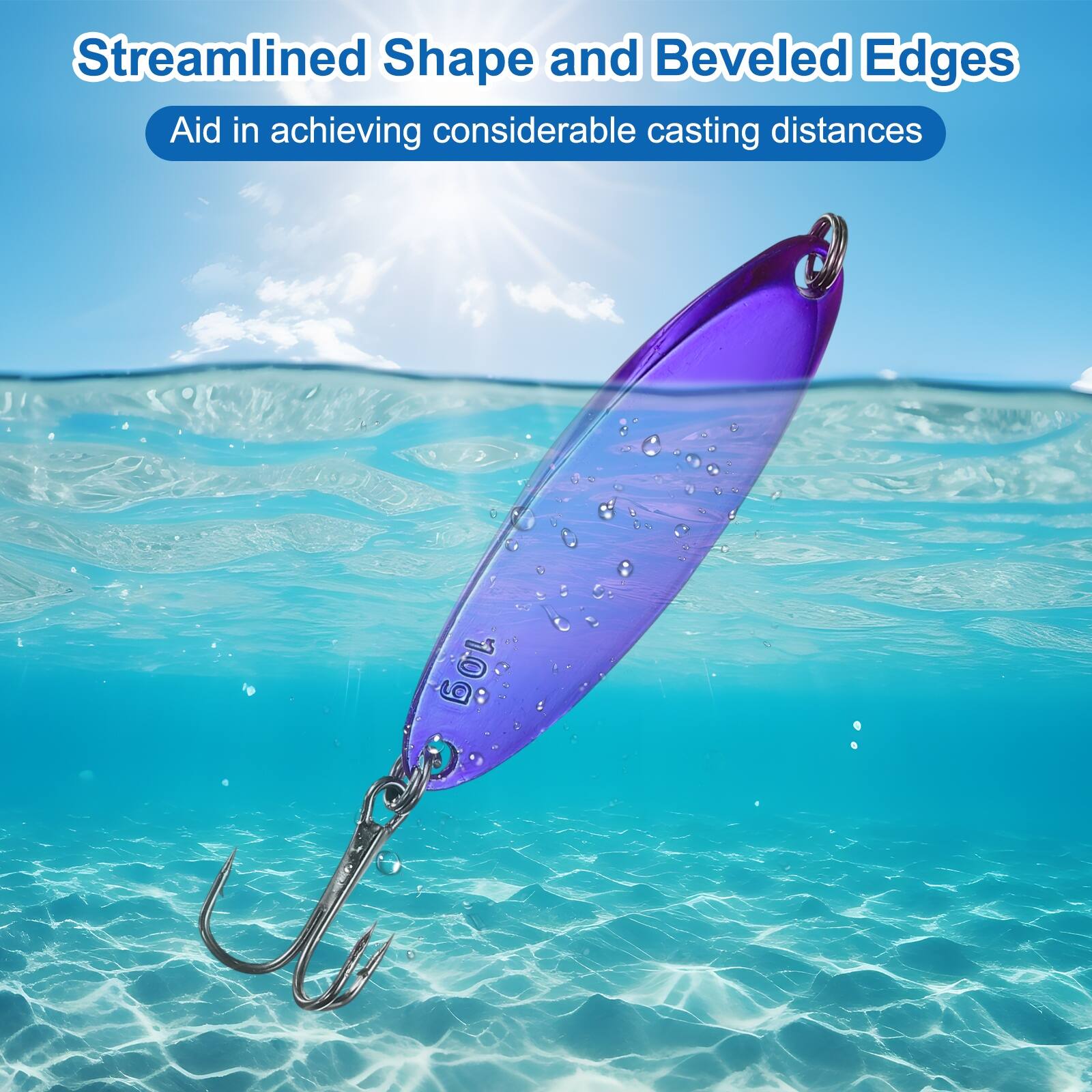 Streamlined Shape and Beveled Edges Aid in achieving considerable casting distances