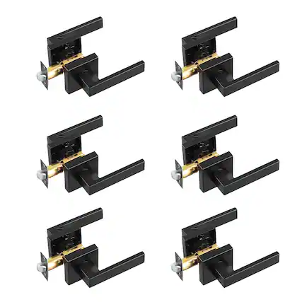 Front. VEVOR - Passage Door Handle, 6 Pack Matte Black Door Lever, Left or Right Handing Reversible Lever Non-Locking - Black.