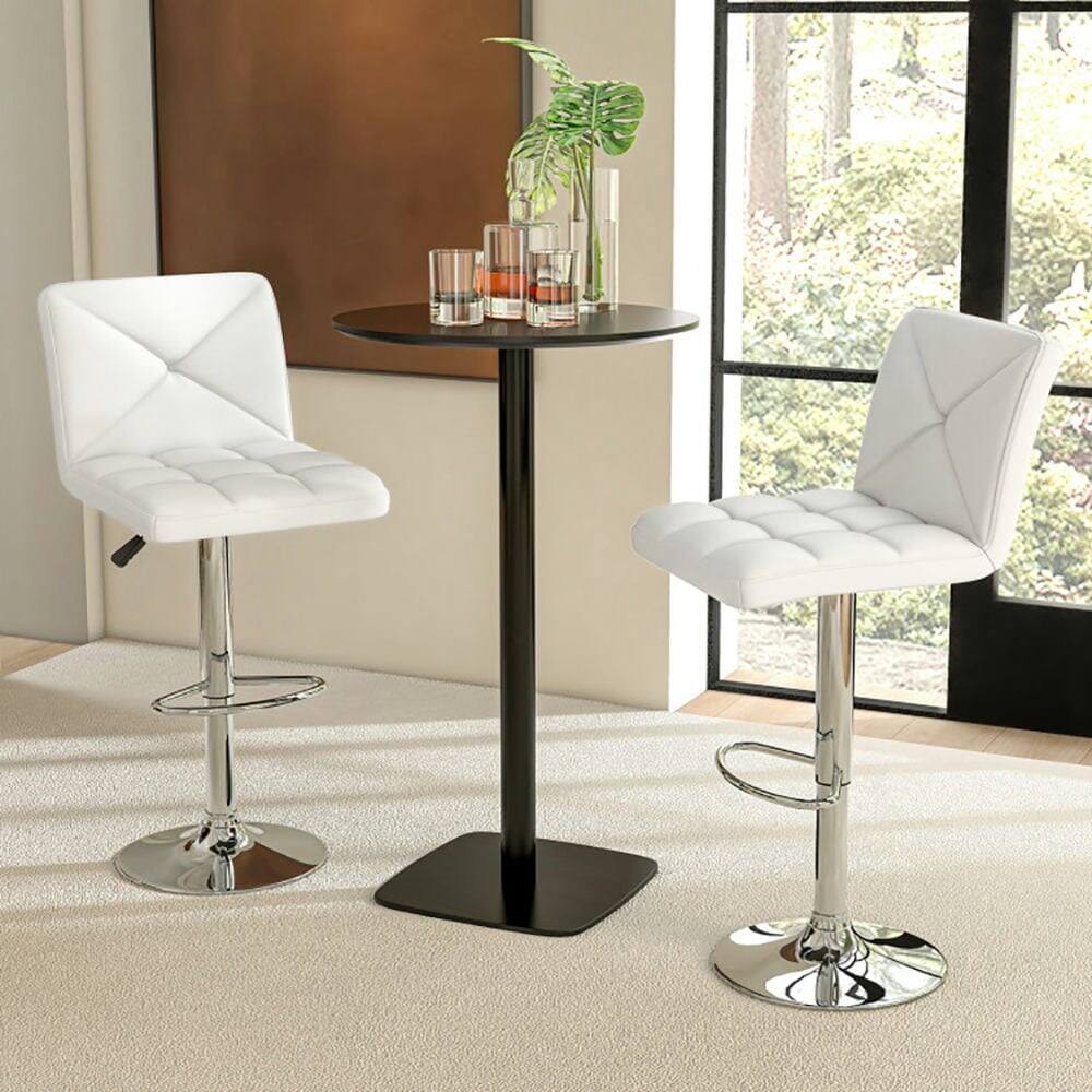 Alt View 1. Kadyn - Kitchen Counter Bar Chairs, Bar Stools,PU Leather Upholstered Bar Stools Set of 2 with Back and Adjustable Height-White - White.