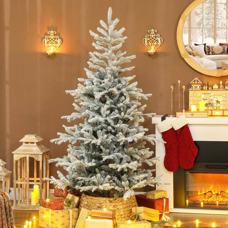 Alt View 1. PULUZ - 6 ft Artificial Frosted Christmas Tree with Realistic Branches, Wide Full Spruce, Hinged Xmas Tree, Easy Assembly - Green.