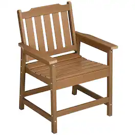 Resenkos - HDPE Patio Seat, Durable Wood-Like Outdoor Chair, Perfect for Garden, Deck, Heavy Duty & Weatherproof - Brown
